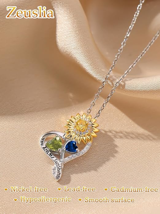 Valentine's Day Gifts for Wife 925 Sterling Silver Double Birthstone Pendant Necklaces I Love You for Always and Forever Necklace Anniversary Birthday Gifts for Wife Girlfriend Mom Her