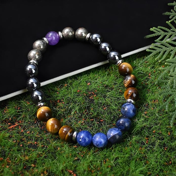 Strong Healing Crystal Bracelet 8MM Genuine Stone Bracelet Lucky Beaded Bracelet Chakra Bracelet 6.5 inch Positive Energy Inspirational Gifts for Women Mom