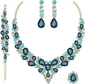 CSY 4 Pcs/Set Austrian Crystal Necklace Earrings Bracelet Ring Bridal Jewelry Sets for Brides Wedding Party Costume Accessories Gifts for Women