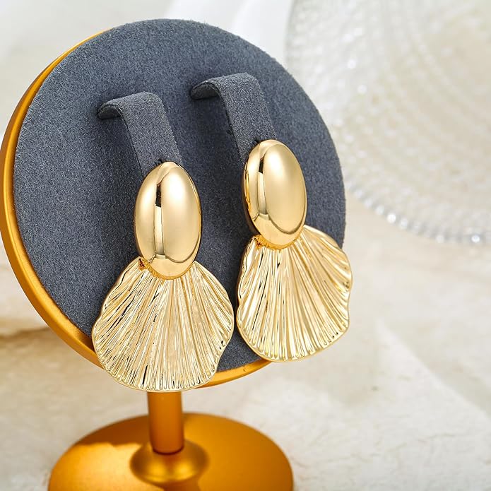 Gold/Silver Shell Dangle Earrings for Women Seashell Drop Dangle Earrings Ocean Beach Earrings Summer Jewelry