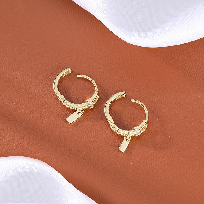 Reffeer Solid 925 Sterling Silver Minimalist Hoop Earrings for Women Teen Girls CZ Hoop Earrings Cartilage Helix Hoop Earrings Huggie