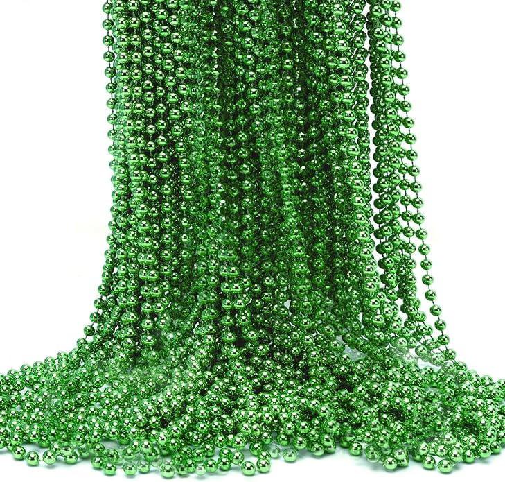 144 Pcs Mardi Gras Beads Bulk, 33 Inch 7mm Carnival Beaded Necklaces Decorations For Mardi Gras Festivals, Mardi Gras Parades, Night Club Dress-up Events Party Costume