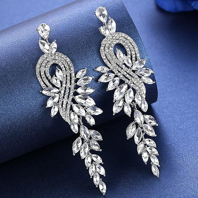 mecresh Marquise Crystal Bridal Chandelier Dangle Drop Earrings Ladies Gifts in Silver/Gold Tone