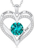 LOUISA SECRET Love Heart Birthstone Necklaces for Women, Birthday Gift for Girlfriend, Anniversary Jewelry Gift for Wife Her, 925 Sterling Silver Women Pendant Necklace, Mother's Day Christams Gift