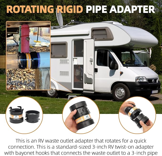 TonGass RV Sewer Hose Fitting Adapter to PVC | ABS Plastic, RV Sewer Connection - Image 3