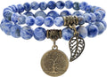 Bivei Natural Semi Precious Gemstone beads bracelet for women - Life Tree and Leaf Charm Energy Reiki Crystal Stretch Bracelets