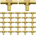 25 Pack 1/2" PEX Fittings, PEX Tee Fittings, Brass PEX Fittings | by RUBY.Q