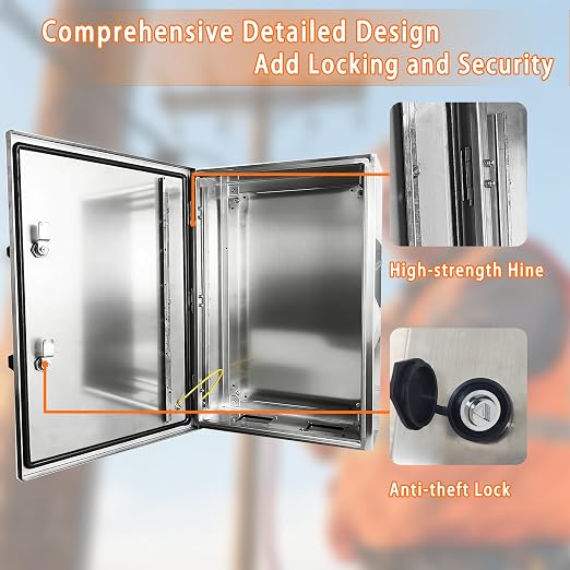 NBCYUNER Stainless Steel Electrical Enclosure 24x16x12 Inch NEMA 4X Enclosure - Image 4