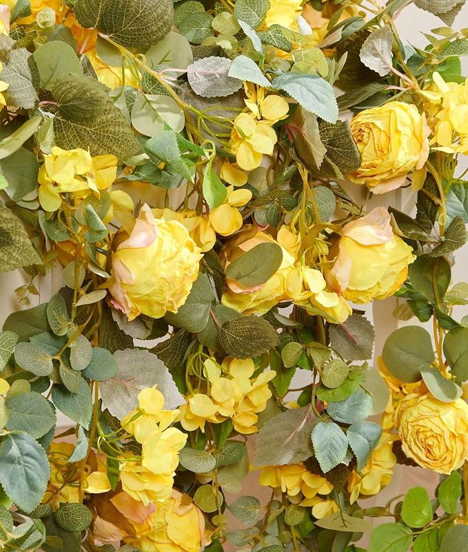 Artificial Flower Garland 2pcs 5.4ft Rose & Hydrangea Vine Decor, Hanging Faux - Image 5