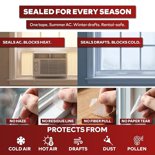 XFasten Window Tape for Winter 2-Inch x 30-Yards 1.5” Core, Residue-Free Window - Image 8