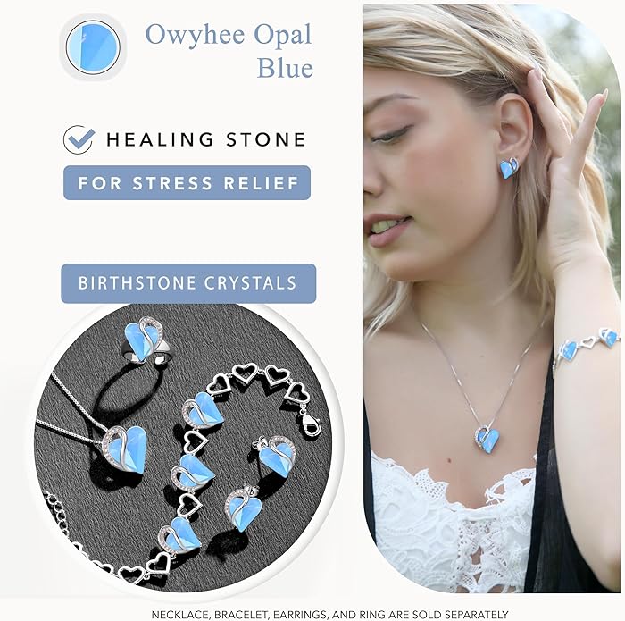 Leafael Infinity love Heart Birthstone Stud Earrings for Women, Valentine's Day Gifts for Mom, Wife, and Her, Silver Plated Birthday Jewelry