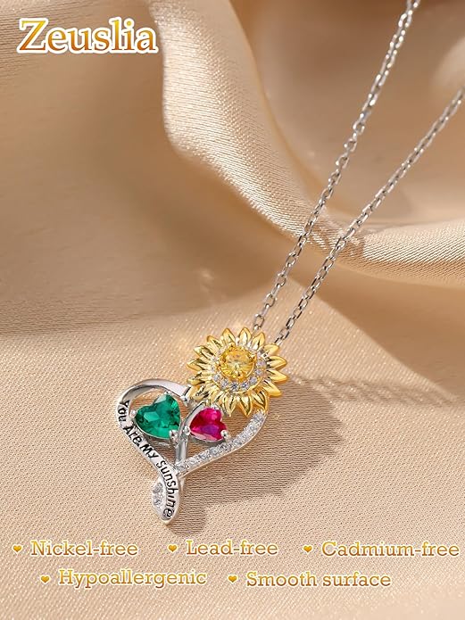 Valentine's Day Gifts for Wife 925 Sterling Silver Double Birthstone Pendant Necklaces I Love You for Always and Forever Necklace Anniversary Birthday Gifts for Wife Girlfriend Mom Her