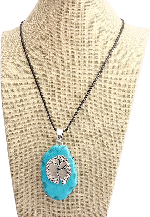 GelConnie Boho Necklaces for Women Vintage Silver Circles Long Pendant Necklace Cowgirl Sweater Necklace Adjustable Leather Choker Necklace for Women