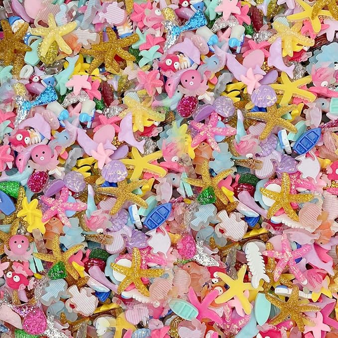 100pcs Cute Slime Charms Mixed Set Resin Flatback for DIY Craft Making and Ornament Scrapbooking Beads Assorted Candy Fruit Cake Christmas Gifts Trellis Resin Ornament Kit Making Supplies