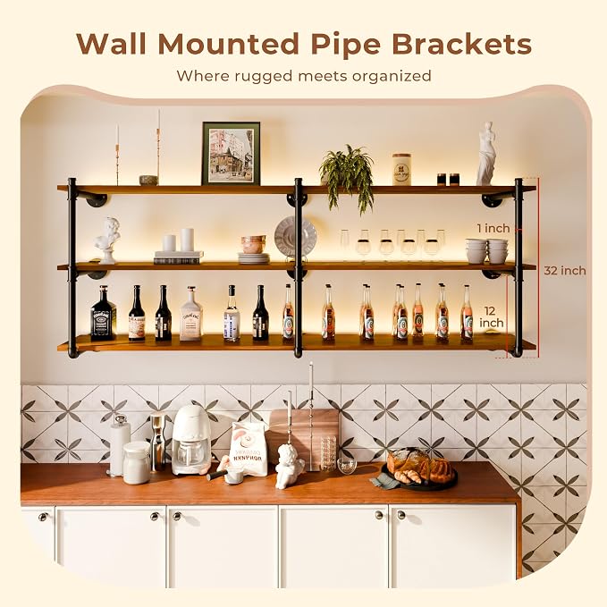 Industrial Wall Mount Pipe Shelf Brackets, Open Bookshelf Brackets - Image 3
