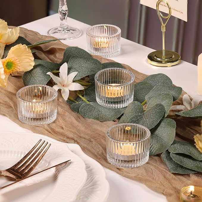 4 Pack Tealight Clear Candle Holders, Votive Tea Light Candle Holder | Table - Image 7