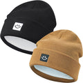 MaxNova 2 Pack Baby Beanie Fleece Lined Knit Toddler Hat for Girls Boys 0-8 Years