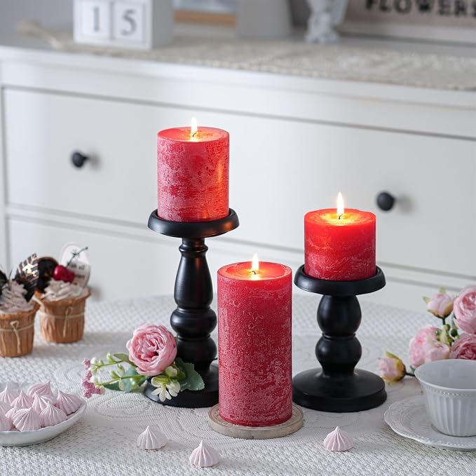 3x4 Inch Bright Red Pillar Candles Set of 3 - Image 5