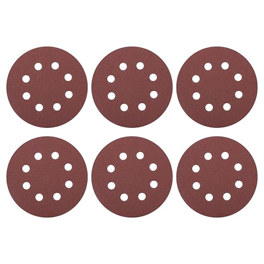 HARFINGTON 25 Pcs 5 Inch Sanding Discs 120 Grit Red Aluminum Oxide 8 Hole | by HARFINGTON