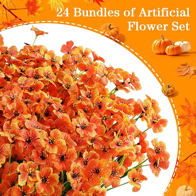 AGIRL Artificial Fall Flowers Fake Mums Outdoor, Faux Plant Porch Decor Home | - Image 6