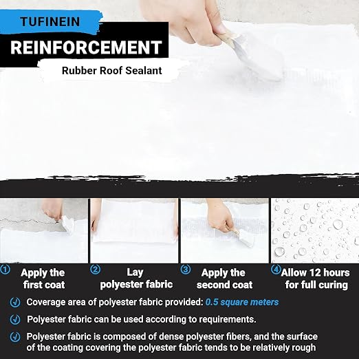 Rubber Liquid Waterproof Sealant, TUFINEIN 53oz/1.5kg White Quick Drying Multi - Image 7