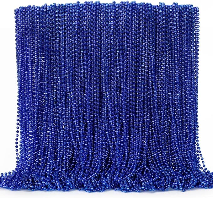 144PCS Mardi Gras beads, Christmas Bead Necklaces Stuff, 33" Mardi Gras Beads Necklace Costume, Festival Parade Throw Accessories for Gender Reveal Wedding Birthday Party Events Supplies