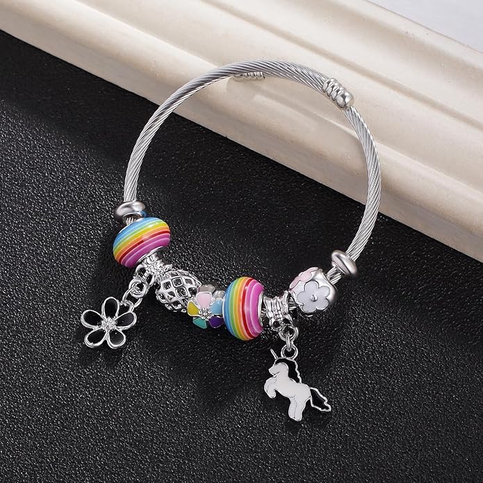 Charm Bracelets for Girls Cute Cartoon Friendship Bracelets Adjustable Bangle Gifts for Girls DIY Jewelry