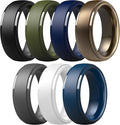 ThunderFit Silicone Rings for Men - 7 Rings / 4 Rings / 1 Ring Step Edge Rubber Wedding Bands 10mm Wide - 2.5mm Thick