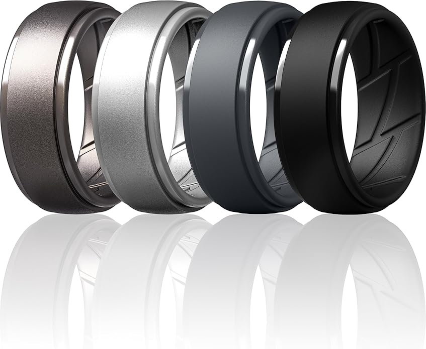 ThunderFit Men's Silicone Rings 10mm Wide 2.5mm Thick Rubber Bands, Breathable, Variety Multipack 1-10
