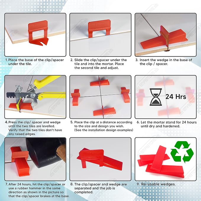 Tile Leveling System – ULTRA-THIN 0.5mm – 600 Tile Spacers – Compatible - Image 6