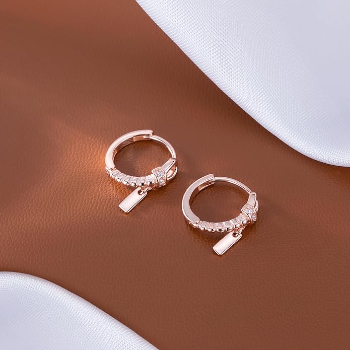 Reffeer Solid 925 Sterling Silver Minimalist Hoop Earrings for Women Teen Girls CZ Hoop Earrings Cartilage Helix Hoop Earrings Huggie