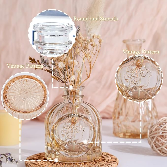UPBUD Amber Gold Glass Bud Vases Set of 5, Small Vases - Image 5