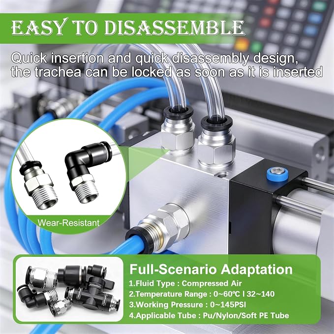 mxuteuk 324PCS Air Line Quick Connect Fittings, 4/6/8/10mm OD Push to Connect - Image 5