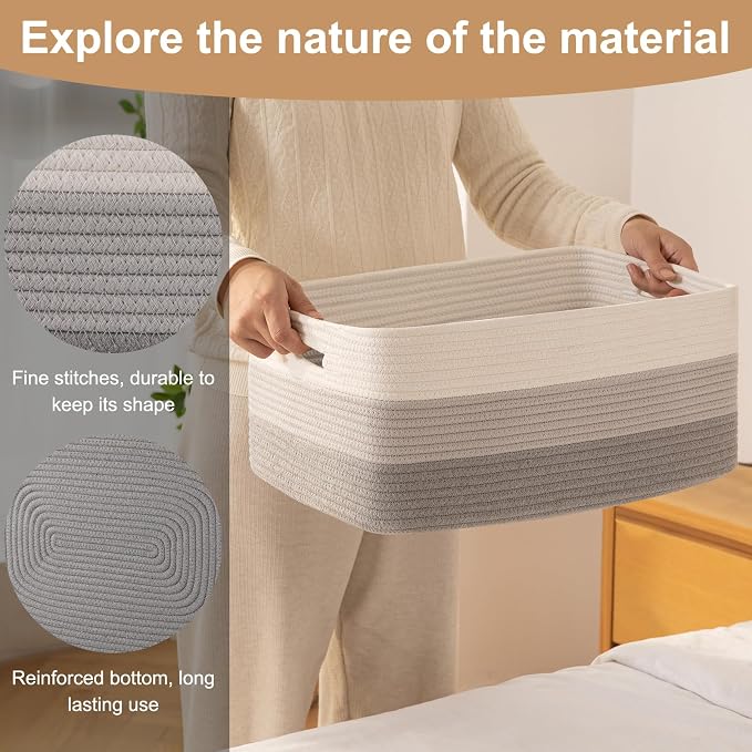 OIASKET Large Storage Basket for Organizing, Woven Rope Basket for Shelves - Image 7
