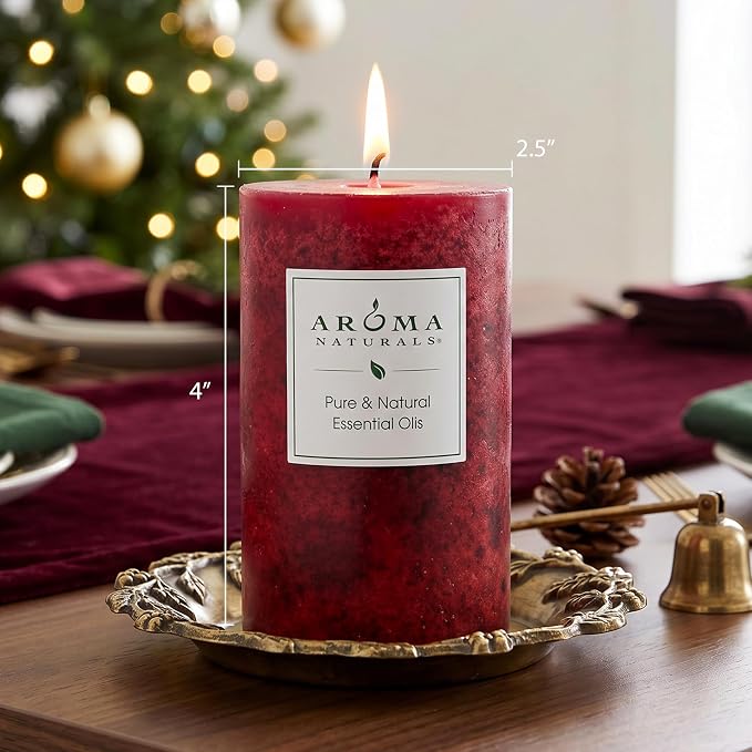 Aroma Naturals Holiday Orange, Clove and Cinnamon Essential Oil Scented Pillar - Image 6
