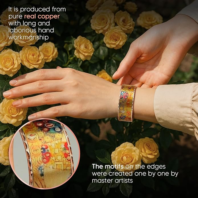 Moreni Copper Bracelet for Women with Wooden Gift Box – Art-Inspired Elegant & Timeless Handmade Jewelry Gift