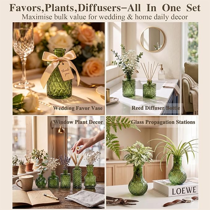 Clear Glass Bud Vase Set of 14 Pcs, Small Bud Vases in Bulk, Glass Crystal - Image 4
