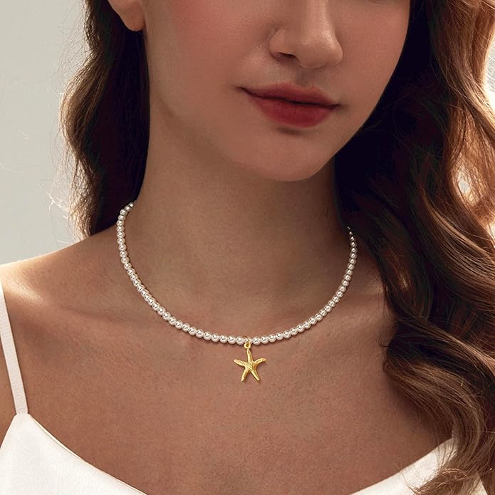 Zeffy Pearl Necklace 4MM/6MM/8MM Dainty Round Imitation Pearl Choker Necklace Wedding Pearl Necklace Delicate Jewelry for Women Simple Bridesmaid Jewelry Gifts