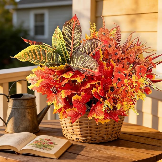 18 Pcs Artificial Fall Flowers for Outdoors Fake Plants Fall Decor, Faux Plants - Image 7