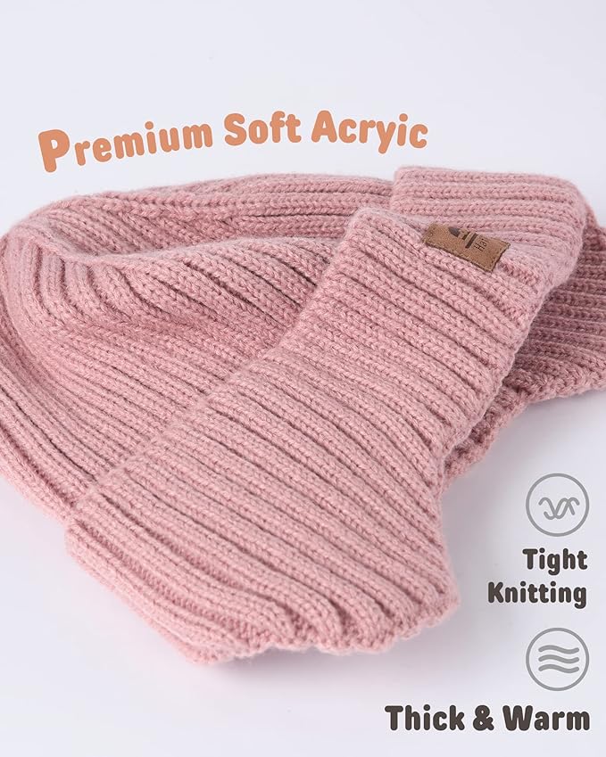 Baby Beanie Fleece Lined Toddler Winter Hat with Ear Flaps Little Girls Boys Warm Hats Cute Beanies for Kids