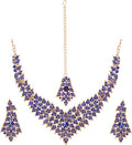 Touchstone Indian Bollywood Tinsel Town Traditional Western Taste Studded Diamond Look Rhinestones Designer Bridal Jewelry Necklace Set for Women