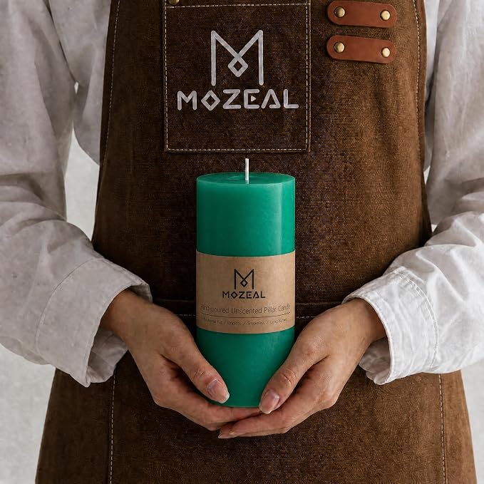 MOZEAL 3" x 4" Hand-Poured Unscented Candle, Dripless Pillar Candle Set of 3 - Image 2