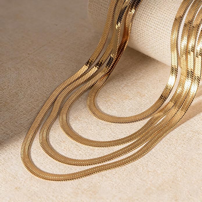 Fashion Necklace, White Gold and 18K Gold Plated Necklaces, Snake Chain, Rope Chain.Best Gift for Woman(16-18in)