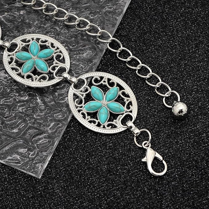Women's Concho Chain Belt Western Cowgirl Metal Waist Chain Belt for Dress
