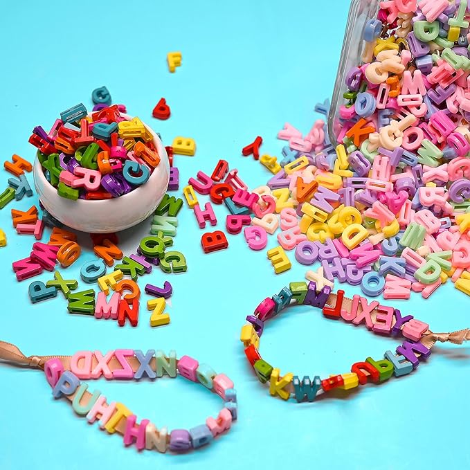 700+ Pieces 9x12mm Big Large Alphabet Letter Beads A-Z Mixed Plastic Shape Loose Beads for Jewelry Making Bracelets Necklaces Key Chains (Macaroon Candy Colors)