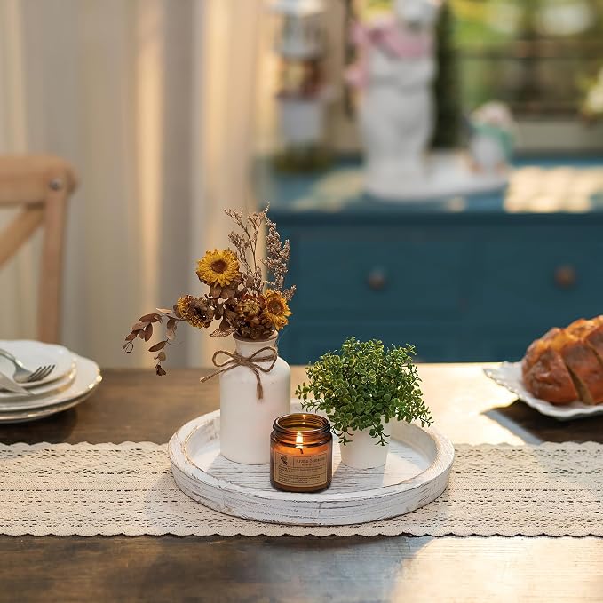 Hanobe Round Wood Candle Holder Trays - Image 7