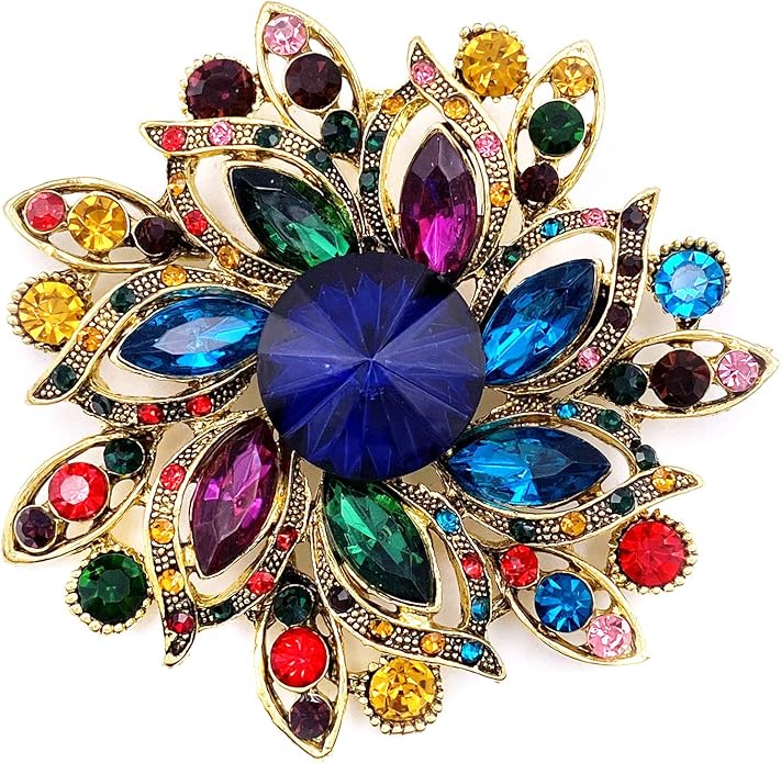 LAXPICOL Vintage Women's Austrian Crystal Elegant Flower Brooch Wedding Broach Pin