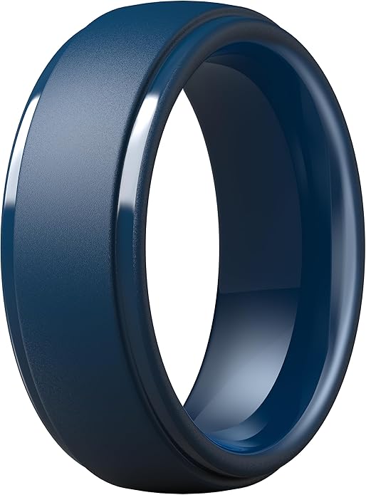 ThunderFit Silicone Rings for Men - 7 Rings / 4 Rings / 1 Ring Step Edge Rubber Wedding Bands 10mm Wide - 2.5mm Thick