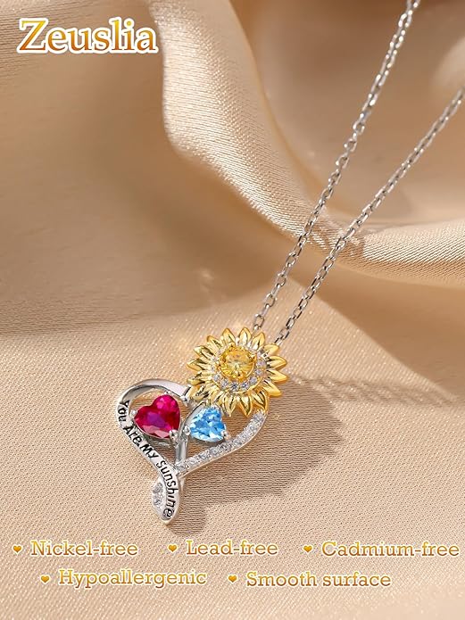 Valentine's Day Gifts for Wife 925 Sterling Silver Double Birthstone Pendant Necklaces I Love You for Always and Forever Necklace Anniversary Birthday Gifts for Wife Girlfriend Mom Her