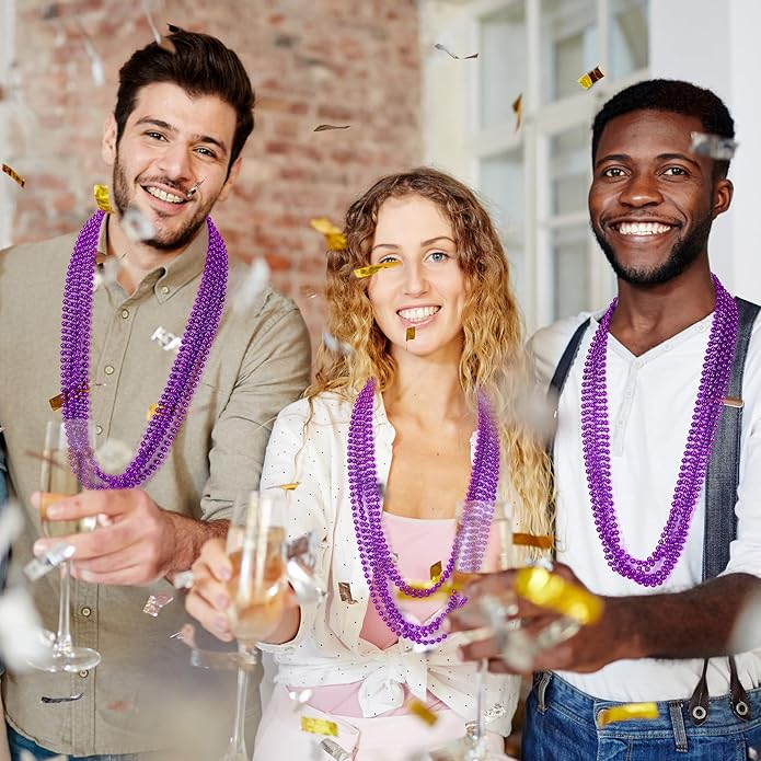 300PCS Mardi Gras Beads Bulk, Mardi Gras Beads Necklace, Parade Throw Accessories Set Decorations Party Supplies
